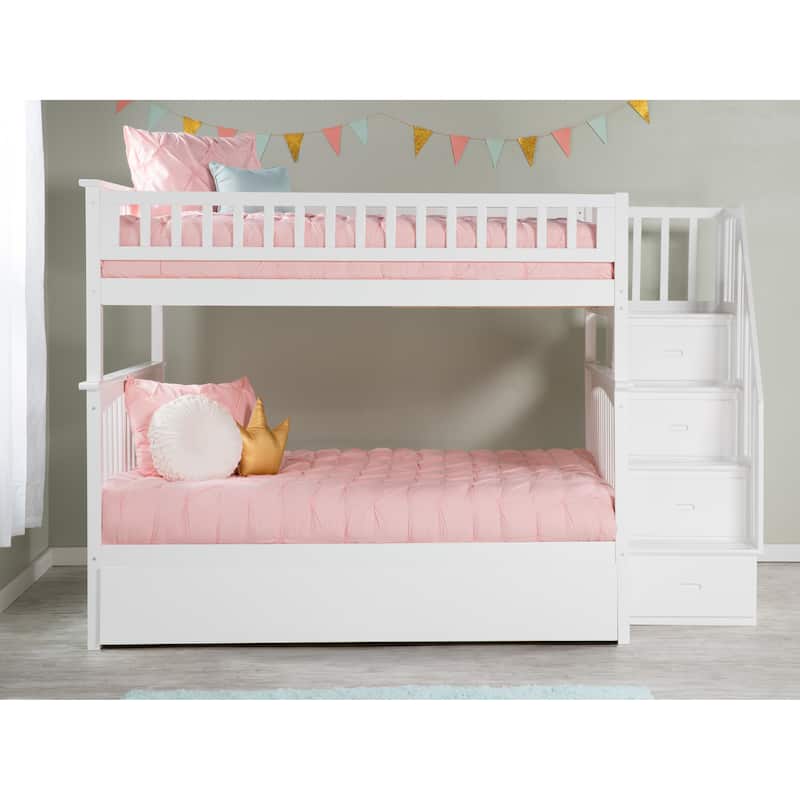 Columbia Staircase Bunk Bed Full over Full with Full Trundle