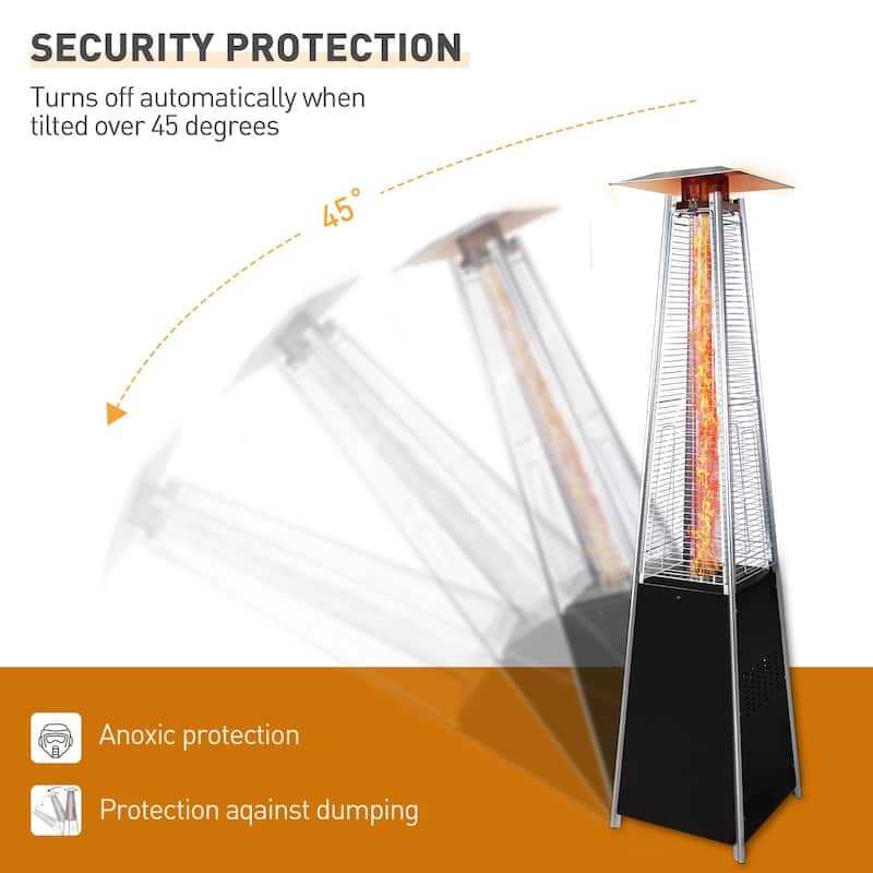 Outdoor 48,000 BTU Patio Heaters for Patio Propane with Detachable Wheels and Protective Cover