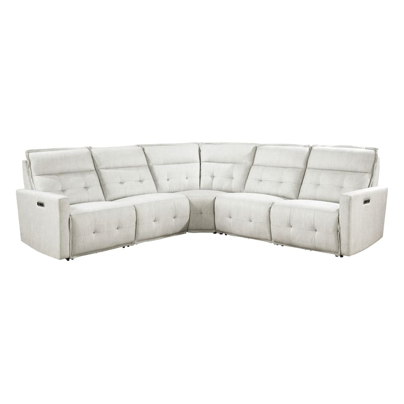 Autrey 5-Piece Fabric Modular Power Reclining Sectional - White