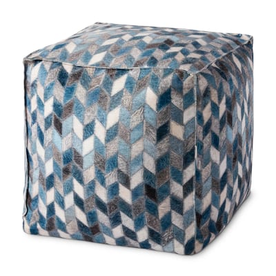 Alexander Home Bryce Faux Fur Geometric Pouf