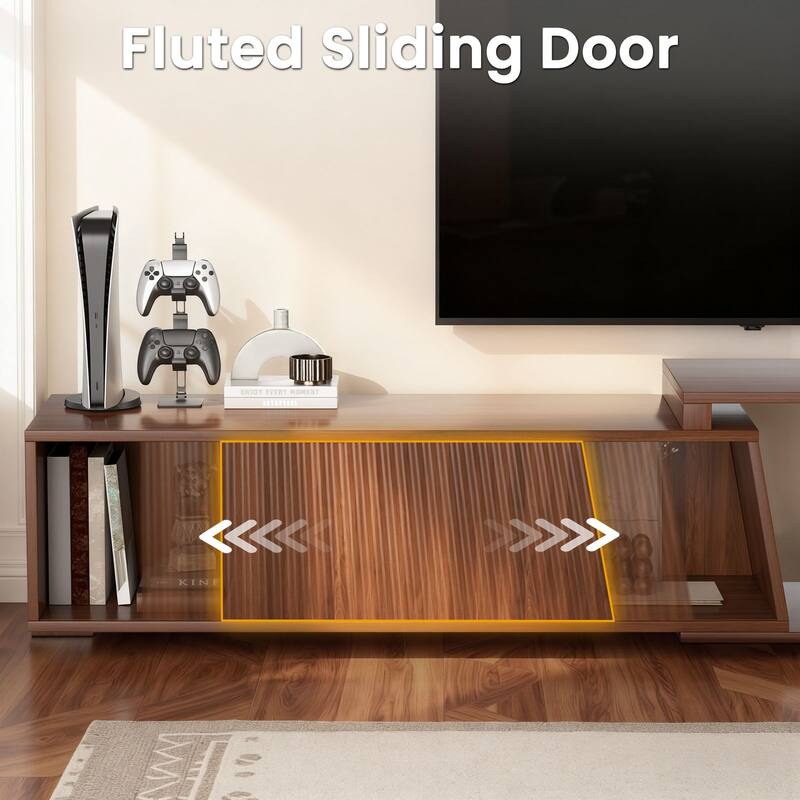 Meyreso Modern Extendable TV Stand with Drawers, Adjustable 71-106 Inch Media Console