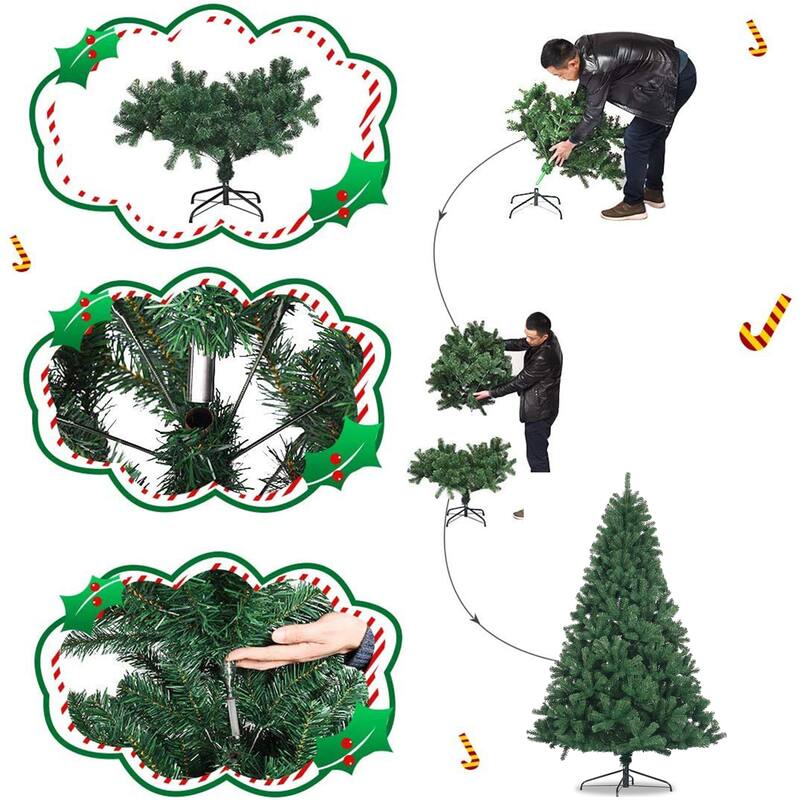 7.5Ft Christmas Tree,Full Natural Spruce Fir Tree,Metal Base - Home Christmas Holiday Ornaments