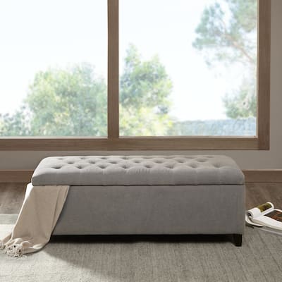 Mid-Century Modern Upholstered Storage Bench with Tufted Top - Perfect for Stylish Interiors