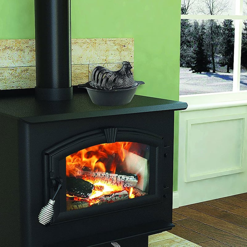 US Stove 1 Quart Enamel Cast Iron Wood Stove Steamer Humidifier, Black Chicken - 7