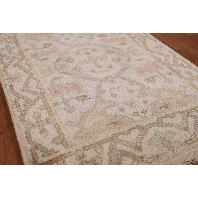 Earth Tone Oushak Indian Runner Rug Handmade Wool Carpet - 2'6"x 9'6"