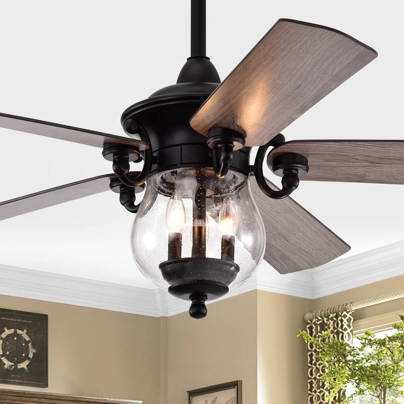 Anisma Anna 28 Inch Mid-Century Modern Style Lighted Ceiling Fan with Remote - Black