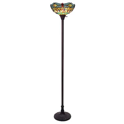 Tiffany-Style Dragonfly Design 1-light Dark Bronze Floor Lamp