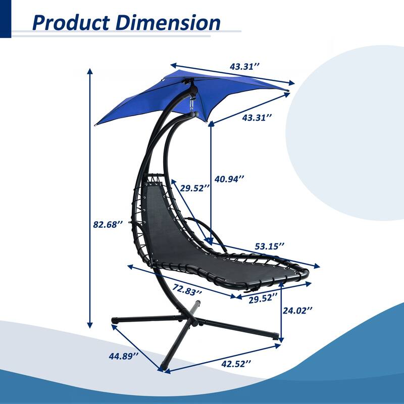 Hanging Chaise Lounger with Removable Canopy