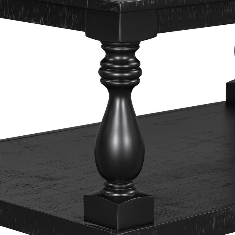 Vintage 45.2" Solid Wood Coffee Table with Open Shelf