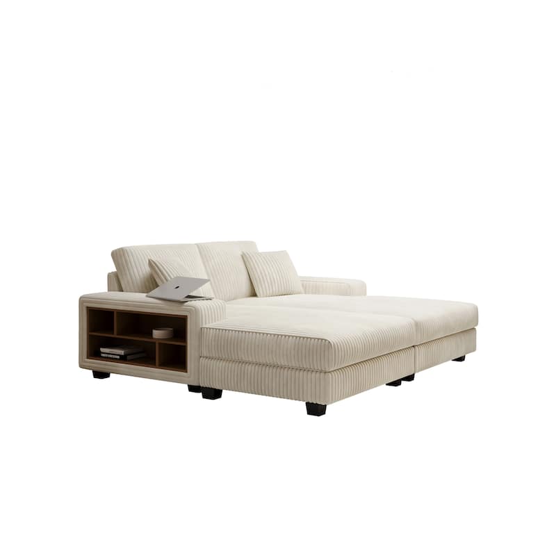 U-Shaped Sectional Sofa, Sleeper Sofa with High-Density Foam, Double Lounge Chair Sofa Bed with Pocketed Coil Cushions