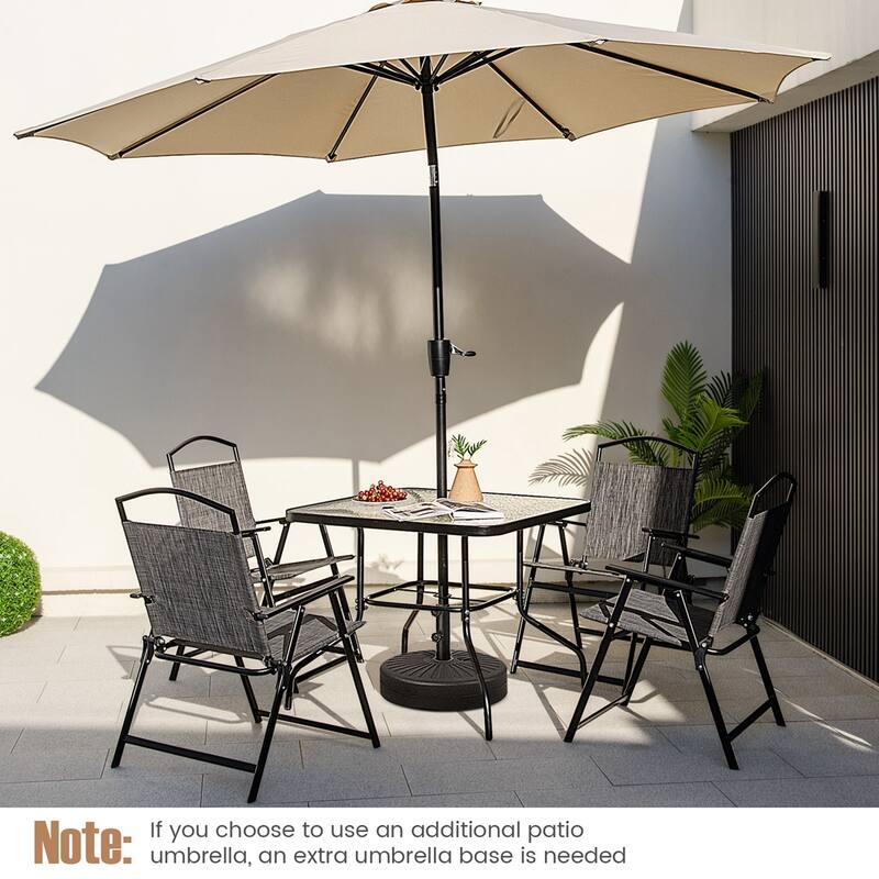 Costway 34 Inch Outdoor Dining Table Square Tempered Glass Table with - See Details