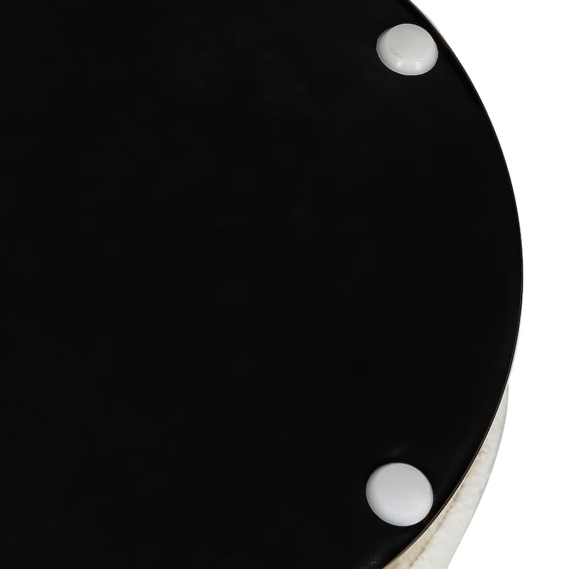 Adeco Velvet Round Storage Stool Gold Plating Base Storage Ottoman