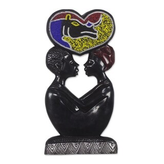 Novica Handmade Two Lovers Recycled Plastic Beaded Wood Wall Sculpture ...