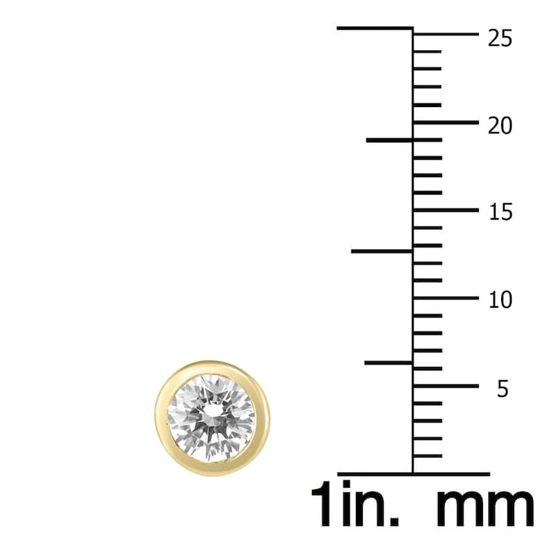 Marquee 1 Carat TW Certified Bezel Diamond Solitaire Stud Earrings in 14K Yellow Gold