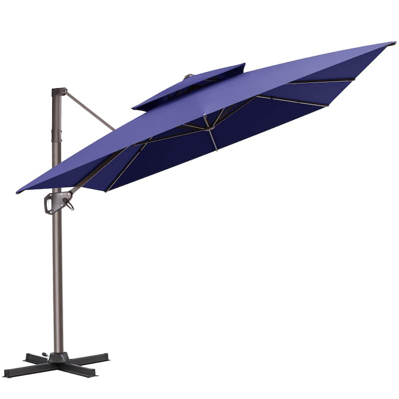 11 × 9 ft Outdoor Patio Cantilever Offset Dual Top Umbrella