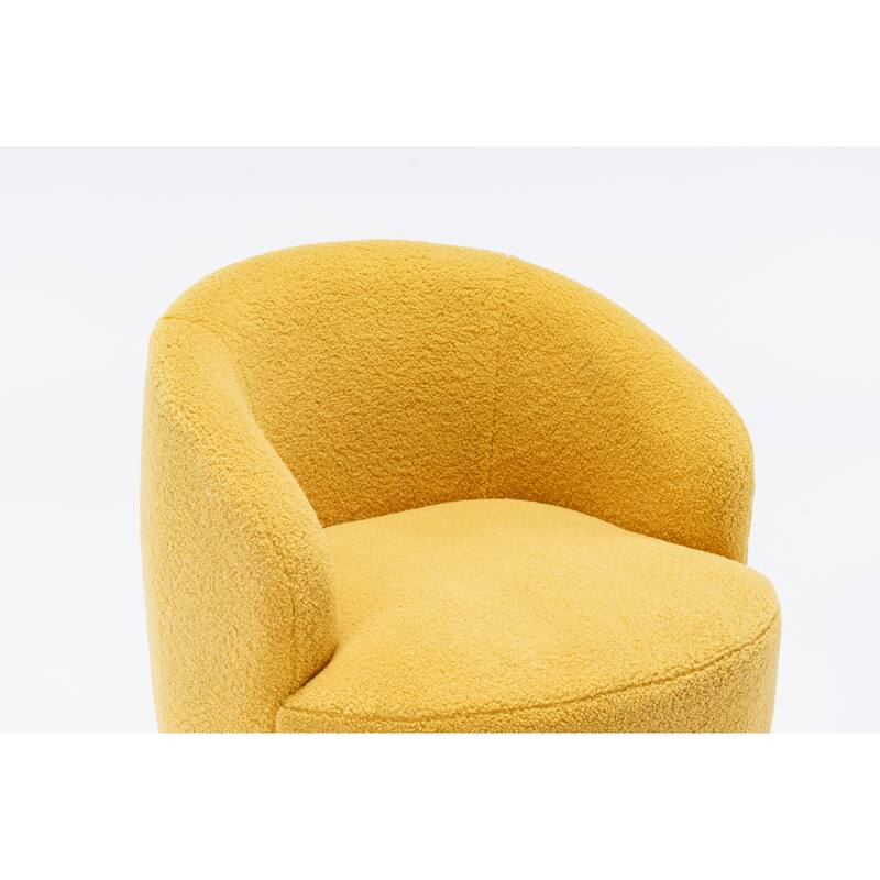 Teddy Fabric Swivel Barrel Chair with 360° Rotation & Metal Base