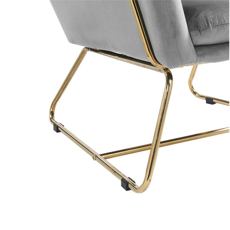 Velvet Accent Chair with Metal Base