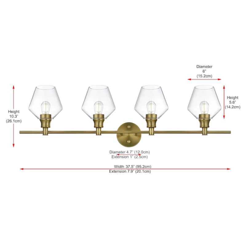 Elegant Lighting Gene 4 Light 38" Wide Bathroom Vanity Light with