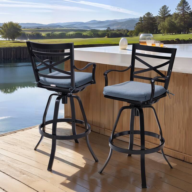 Outdoor Patio Swivel Bar Stool Aluminum Bar Chair with Sunbrella Cushion