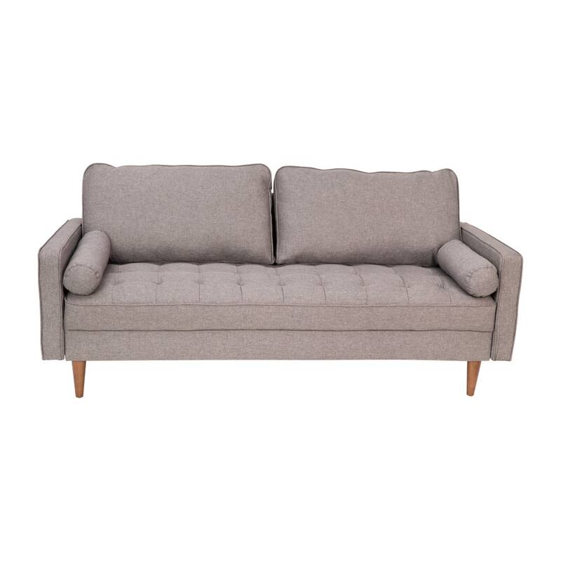 Compact Upholstered Tufted Sofa with Wooden Legs
