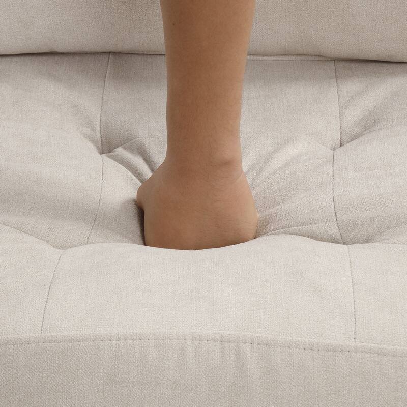 117.3" Chenille U-Shaped Sectional Sofa Bed with 2 Throw Pillows