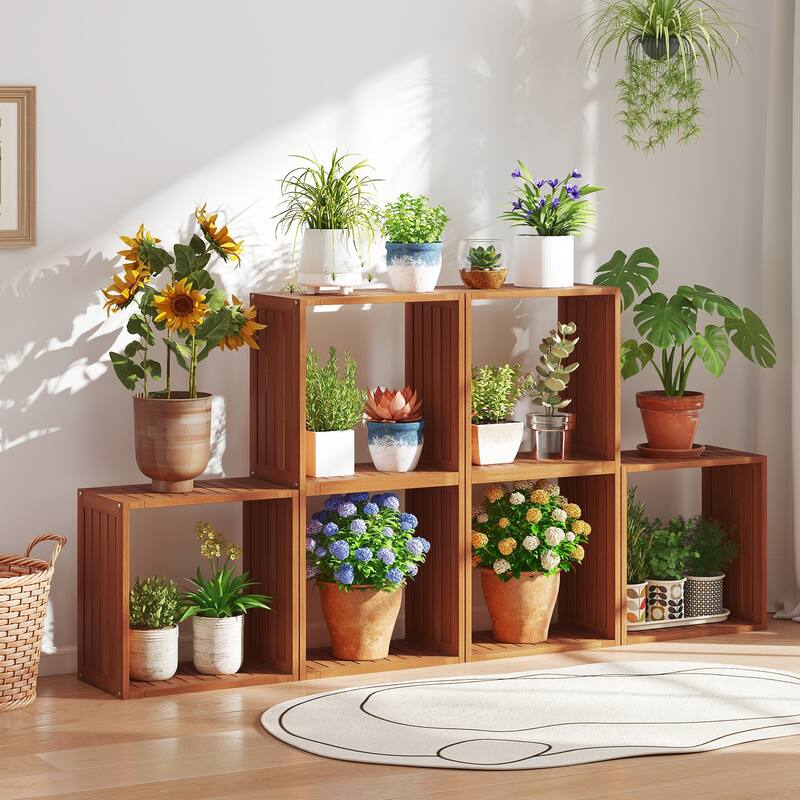 Teak Solid Wood 3 Cube Bookcase Shelves for Storage and Display - 11.5" x 19.5" x 19.5"