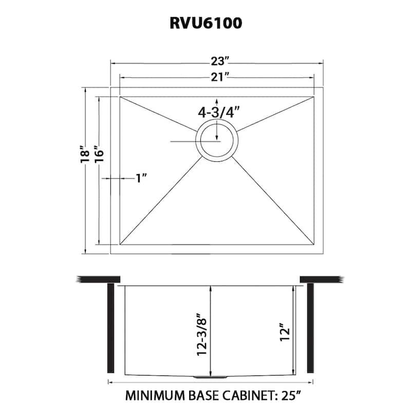 Ruvati 23" x 18" x 12" Deep Laundry Utility Sink Undermount 16 Gauge Stainless Steel - - 23" x 18" x 12" - 23" x 18" x 12"