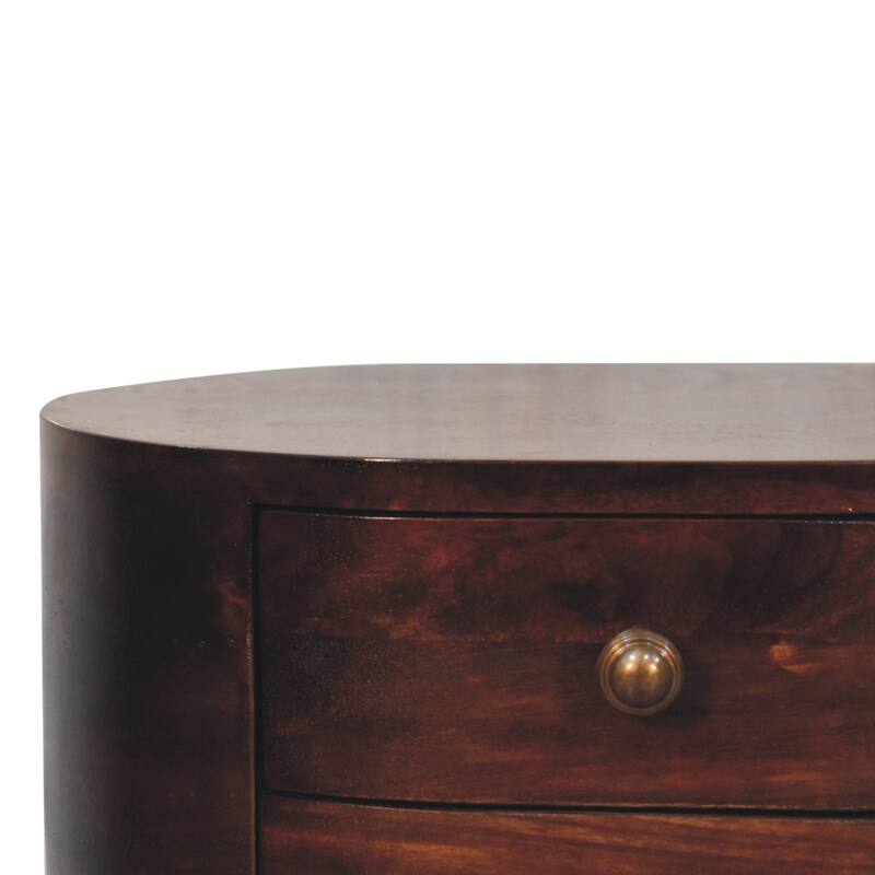 HomeRoots 21" Walnut Solid Wood Oval Two Drawer Nightstand