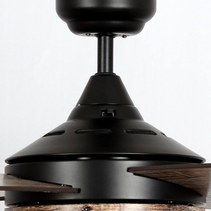 52-in Farmhouse 4-Blade 3-Light Black Wood Grain Ceiling Fan with Remote and Light Kit - 52-in W x 19.3-in H