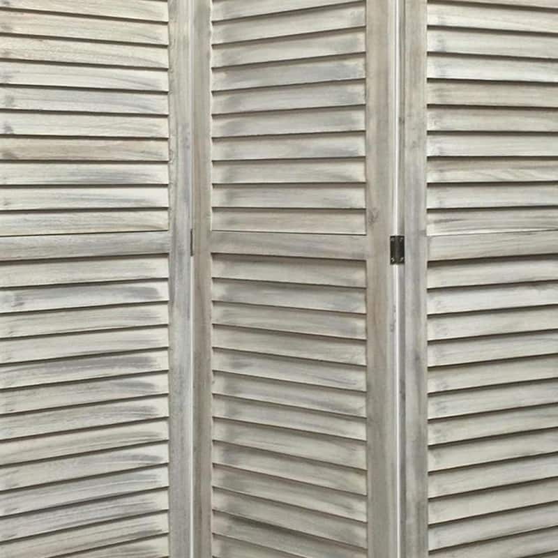 67 Inch 3 Panel Shutter Screen with Fitted Slats, Weathered White
