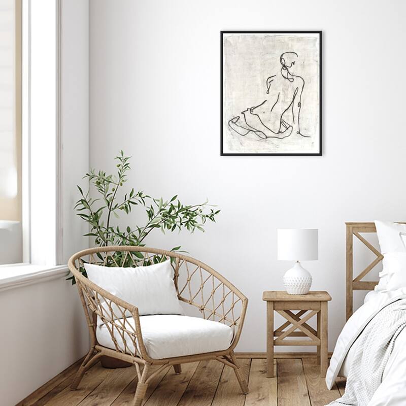 Embellished Gestural Contour I Framed Canvas Wall Art Print
