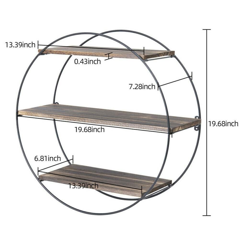 Circle Rustic Décor Floating Wall Shelves Metal Storage Rack - Bed Bath ...
