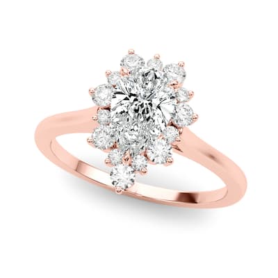 Auriya 14k Rose Gold Lab Grown Pear Diamond Halo Engagement Ring 0.50 to 5.00 ct. tw. (F-G VS)