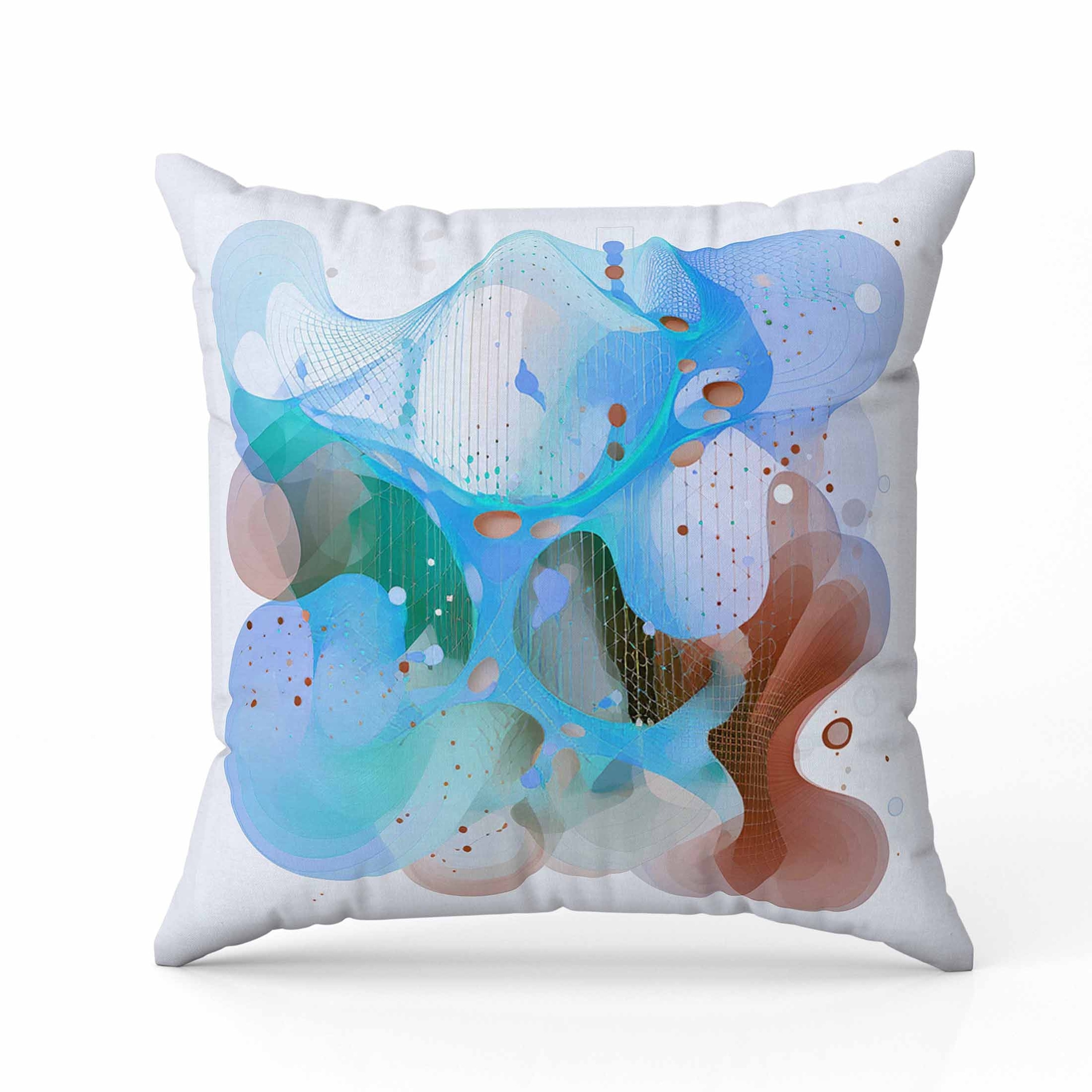 Whimsical Waves Indoor/Outdoor Reversible Throw Pillow Blue and Brown