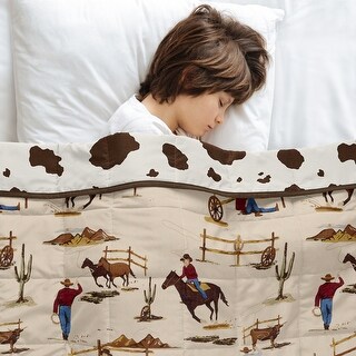 Sweet Jojo Designs Brown Western Cowboy Boy Toddler Weighted Blanket 5lbs for Kids - Cow Print and Wild West, Southern Charm