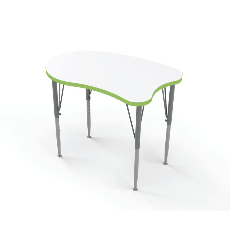 Tot Mate Versa Kids Desk Curve Shape Large Laminate Surface 38.75" x 24" Classroom Table - Adjustable Height 14-23" - Island