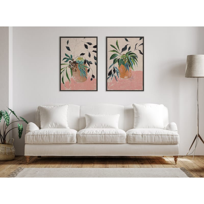 Kate and Laurel Sylvie Wild Foliage l Framed Canvas by Nikita Jariwala