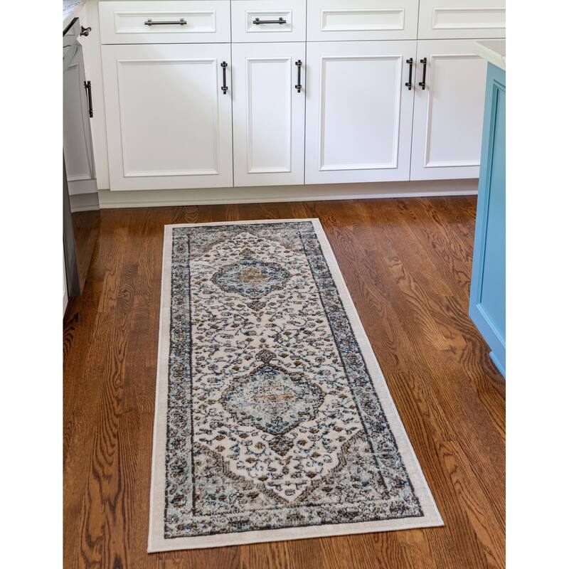 Traditional Jeopok Collection Area Rug - Blue - 2'7"x12'