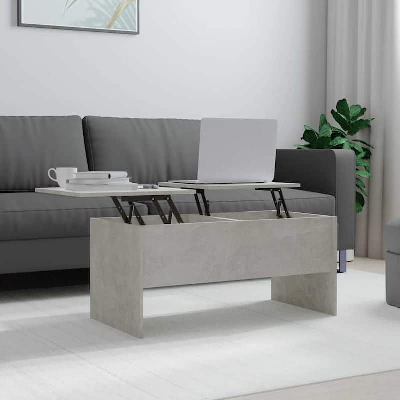 vidaXL Coffee Table Lift Top End Table Accent Side Sofa Table Engineered Wood - 40.2" x 19.9" x 18.3" - Concrete gray