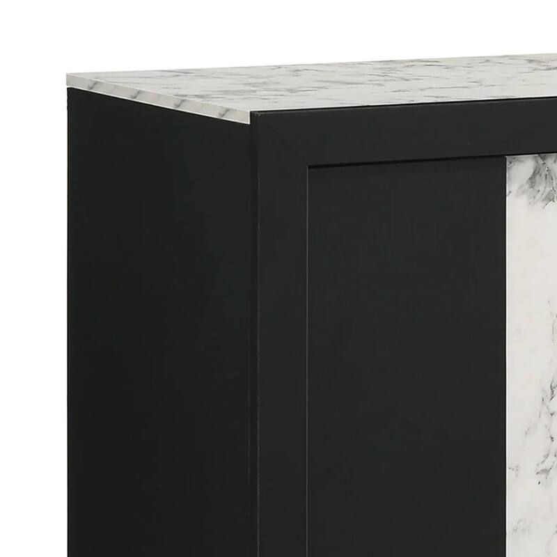 Amey TV Stand Media Cabinet, 2 Sliding Doors and 2 Shelves, Black Wood