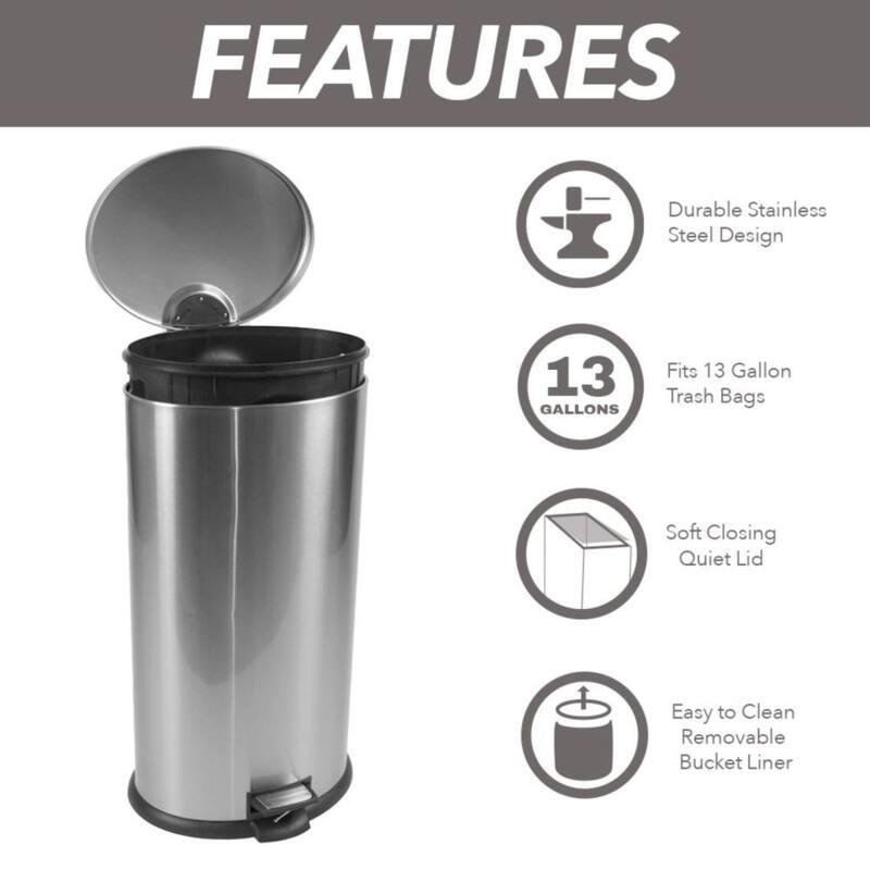 7.9 Gallon Trash Can Stainless Steel Oval Kitchen Trash Can Bed Bath & Beyond 37364028