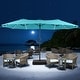 preview thumbnail 1 of 62, 15ft Patio Umbrella Outdoor Market Umbrella with Base and LED Lights Blue