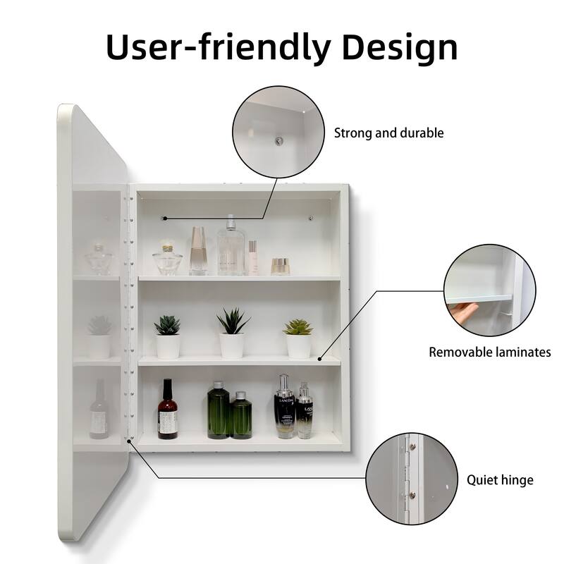 24x32 White Surface or Recessed Mount Bathroom Medicine Cabinet with Mirror