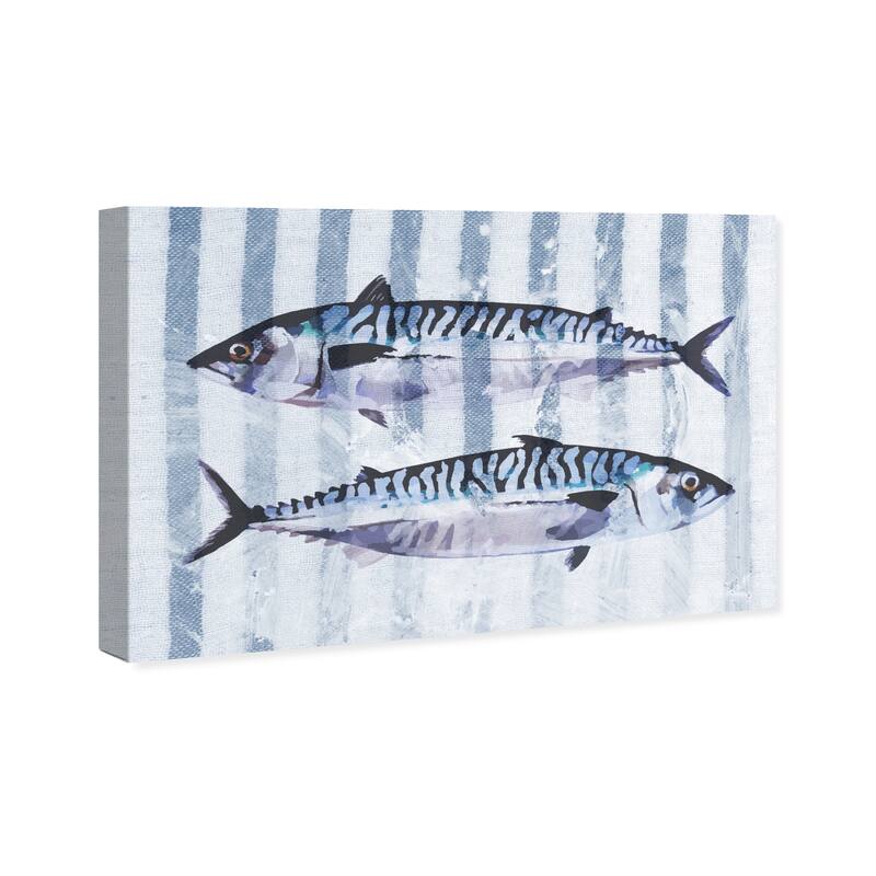 Wynwood Studio Canvas Animals Tuna Splash Gray and Dark Gray Nautical & Coastal Wall Art Canvas Print