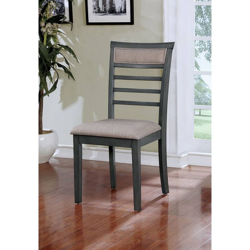 5 Pc Dining Table Set Dining Chairs & Table Solid wood Padded Fabric Cushions Slat Back Chair