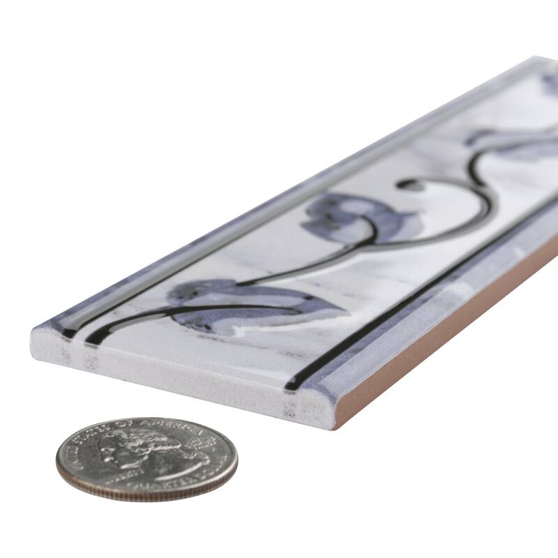 Merola Tile Aroas Listello Gris 2" x 7-7/8" Ceramic Wall Trim - (1 Tile)