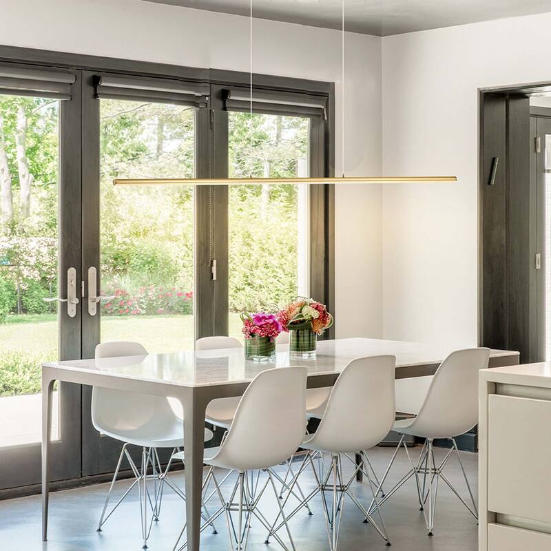 Minimalist Modern Linear Pendant Light Dimmable Integrated LED Chandelier Kitchen Island
