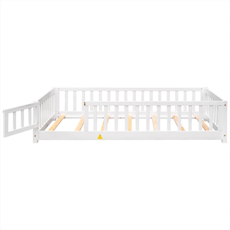 Modern Floor Platform Bed with Fence and Door