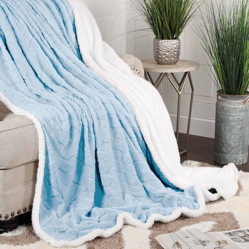 Superior Nuuk Jacquard Lattice Fluffy Sherpa Fleece Blanket