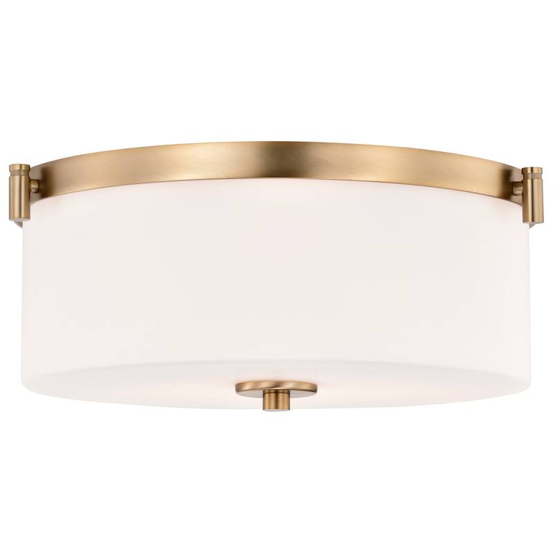 Liam 3 Light Flush Mount Burnished Brass White Opal Glass - Burnished Brass